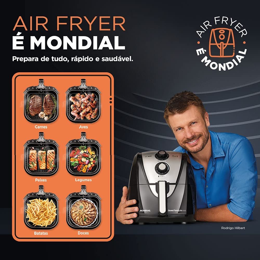 Fritadeira Sem Óleo Air Fryer 5L, Mondial, Vermelho - Ideal Lar