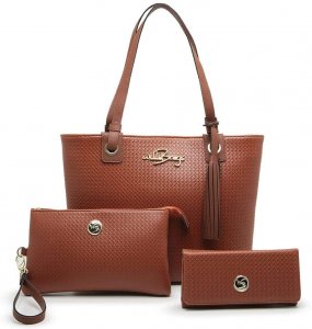 Kit Bolsa Feminina Grande + Baú + Carteira