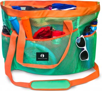Red Suricata Bolsa de praia de malha extra grande - Turquesa/Laranja