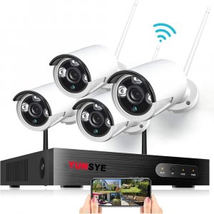 Sistema de vigilância WiFi NVR de 4 canais com câmeras IP externas