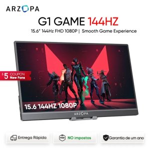 Monitor de Jogos Portátil ARZOPA 15.6'' 144Hz 1080P FHD com HDR para Gaming - G1 GAME