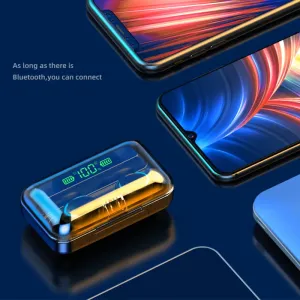 Fone de Ouvido Sem Fio F9-5 com Display LED, Power Bank de Áudio Premium M10