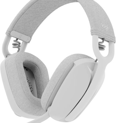 Headset Sem Fio Logitech Zone Vibe 100 - Microfone Flip-to-Mute, Cancelamento de Ruído, Bluetooth, Até 20h de Bateria, Design Confortável - Branco