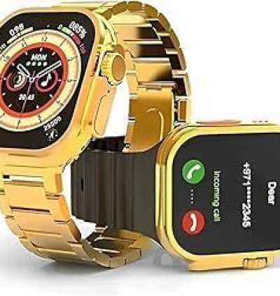 Relógio Inteligente JS Ultra Gold 9 com 2 Pulseiras Dourada e Preta